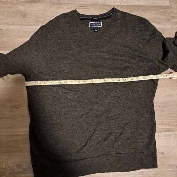Club Room Merino Wool Blend Sweater Mens Size L Gray Long Sleeve V Neck Pullover - Picture 7 of 8